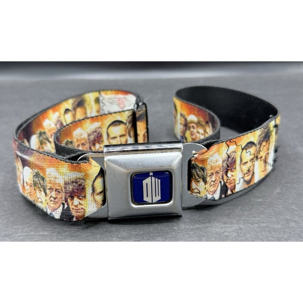 Buckle Down Belt Doctor Dr Who DW The Doctors Seatbelt Adjustable EUC Faces